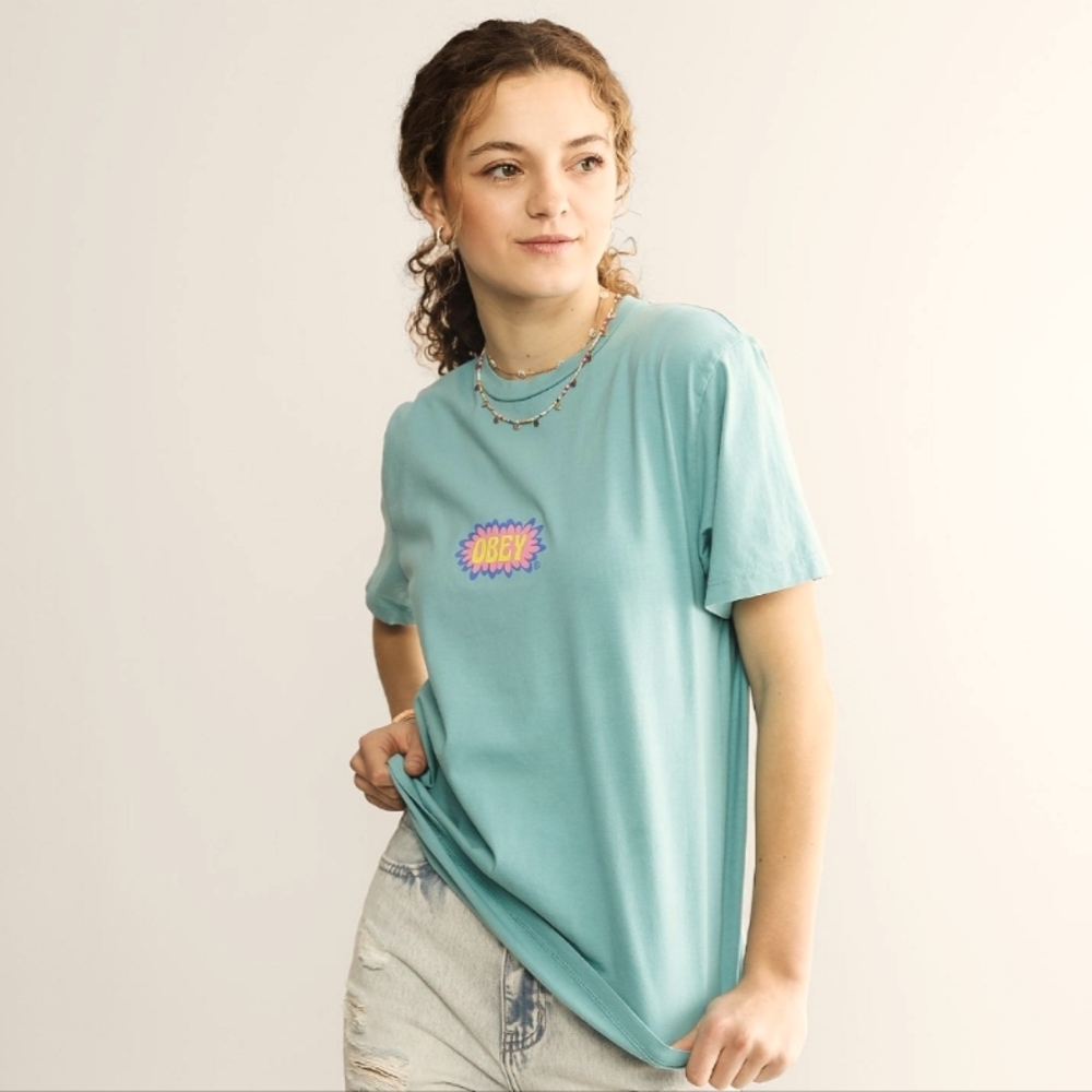 OBEY Gum Logo T-Shirt - Turquoise Large